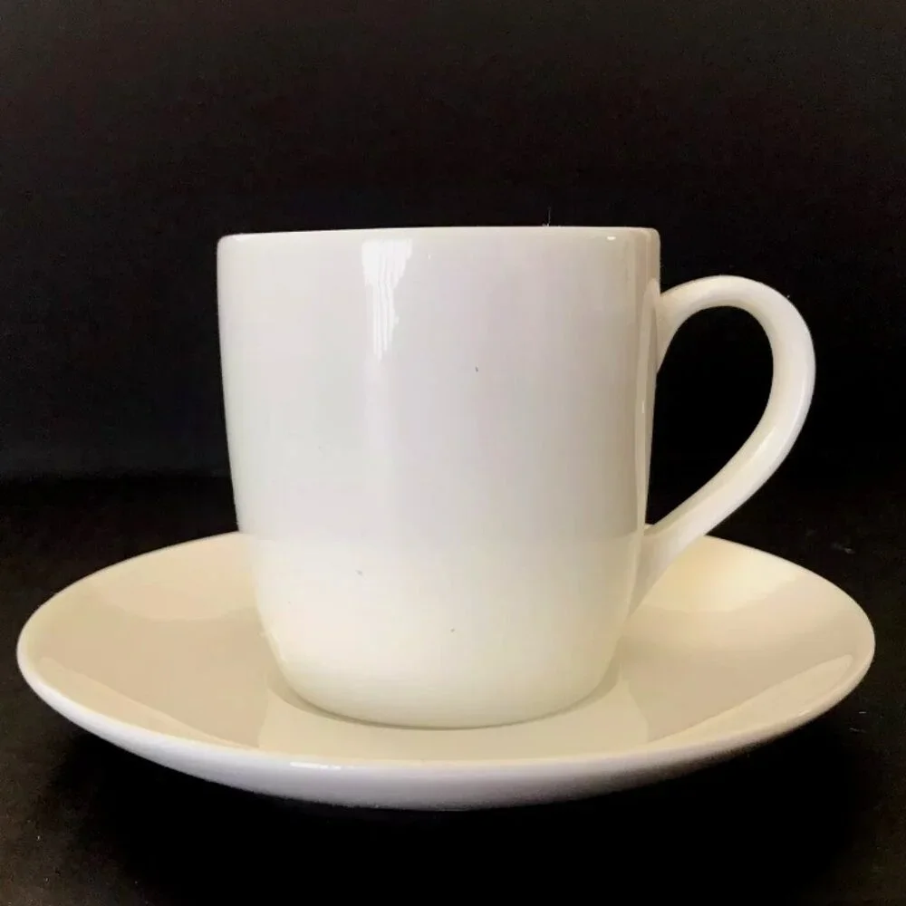 NIB White Fine China Teacup Cup Saucer Set TupperLiving by Tupperware New